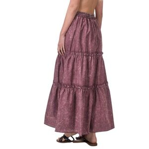 Zenana Eggplant Purple Acid Washed Ruffle Tiered Maxi Skirt NWT Size 3X